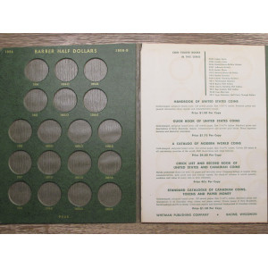 Whitman vintage green album for Barber Half Dollars - 1892-1915