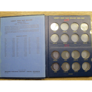 Whitman classic bookshelf album for Barber Half Dollars - 1892-1906 - vintage