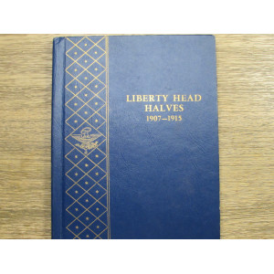 Whitman classic bookshelf album for Barber Half Dollars - 1907-1915 - vintage