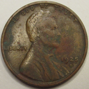 1925 D Lincoln Wheat Cent - antique Denver mintmark American wheat penny