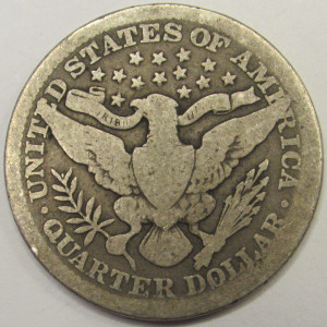 1902 Barber Quarter - antique American silver quarter coin