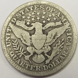1911 Barber Quarter - antique American silver quarter