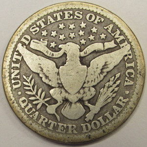 1914 Barber Quarter - antique later date American silver coin