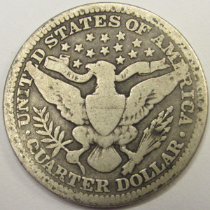 1915 Barber Quarter - antique later date American silver coin