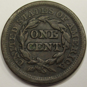 1851 Braided Hair Large Cent - antique American large copper penny
