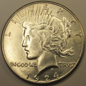 1924 S Peace Dollar - antique San Francisco mintmark silver dollar
