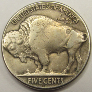 1924 S Buffalo Nickel - antique San Francisco mintmark scarce nickel
