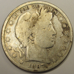 1897 O Barber Half Dollar - antique scarce date American silver half dollar