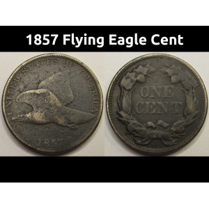 1857 Flying Eagle Cent - antique pre Civil War American small penny coin