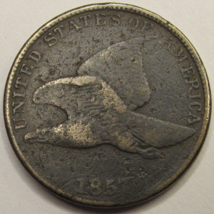 1857 Flying Eagle Cent - antique pre Civil War American small penny coin