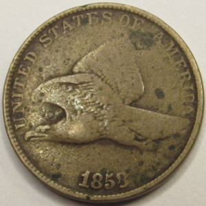 1858 Flying Eagle Cent - Large Letters - antique pre Civil War American penny