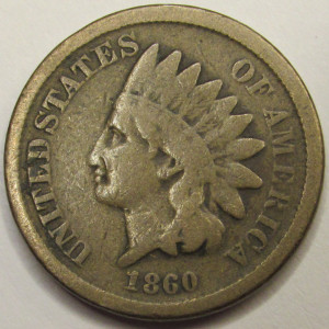 1860 Indian Head Cent - antique pre Civil War cupronickel Indian penny