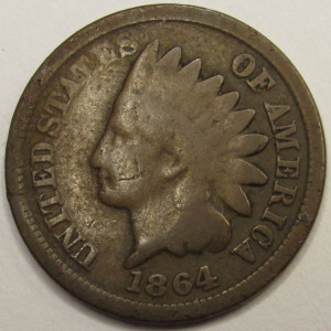 1864 Indian Head Cent - Bronze - antique American Civil War era penny