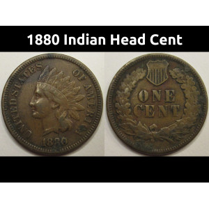 1880 Indian Head Cent - antique Wild West era penny