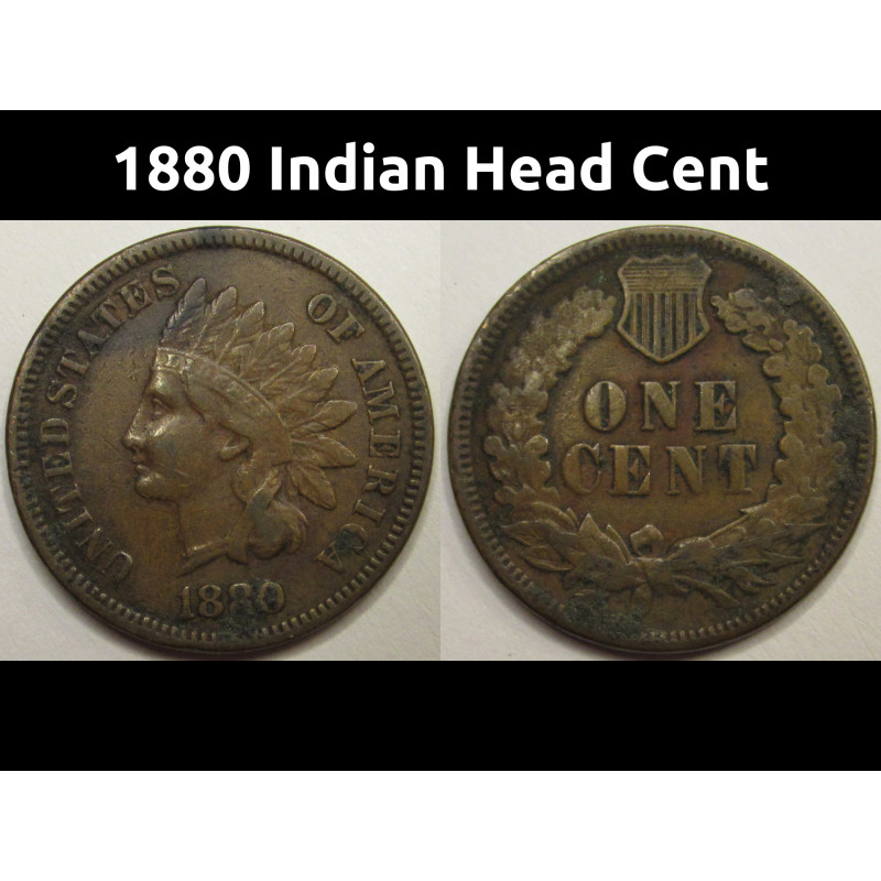 1880 Indian Head Cent - antique Wild West era penny