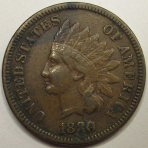 1880 Indian Head Cent - antique Wild West era penny