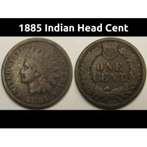 1885 Indian Head Cent - antique better year American Indian penny