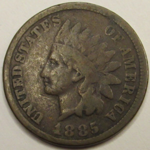 1885 Indian Head Cent - antique better year American Indian penny