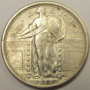 1917 Standing Liberty Quarter - Type 1 - antique classic American silver coin