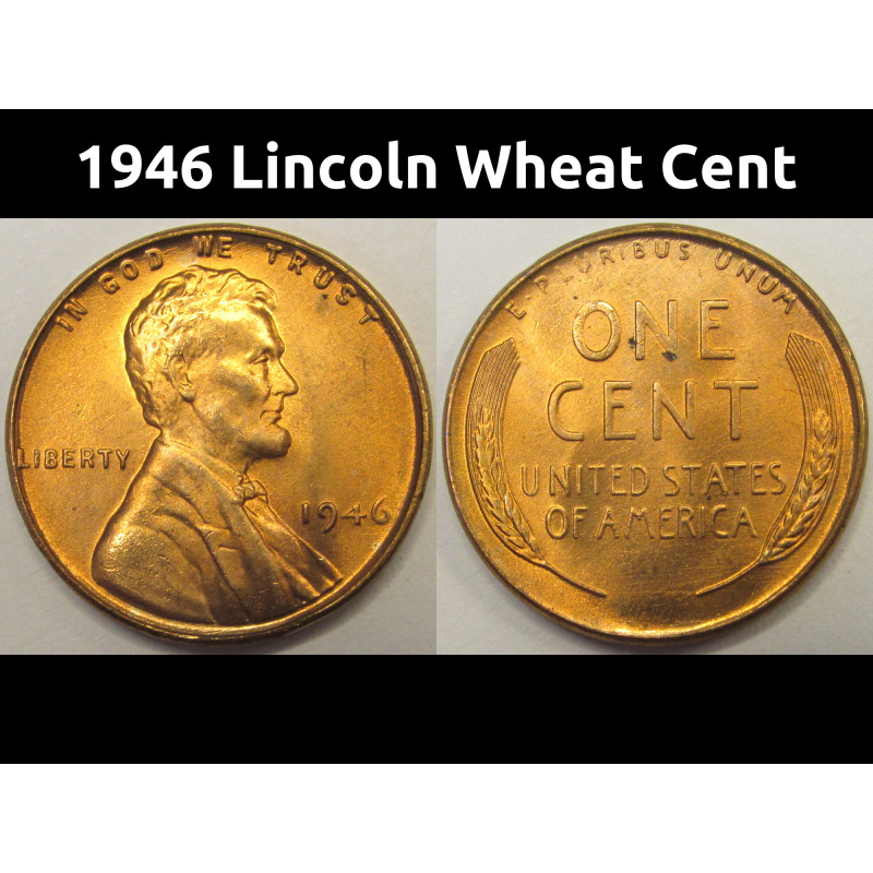 1946 Lincoln Wheat Cent - antique post WW2 era American penny coin