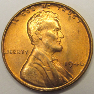 1946 Lincoln Wheat Cent - antique post WW2 era American penny coin