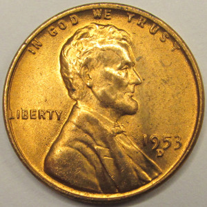 1953 D Lincoln Wheat Cent - antique Denver mintmark uncirculated penny