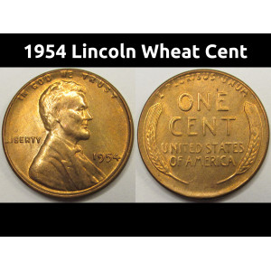 1954 Lincoln Wheat Cent - uncirculated American wheat penny coin
