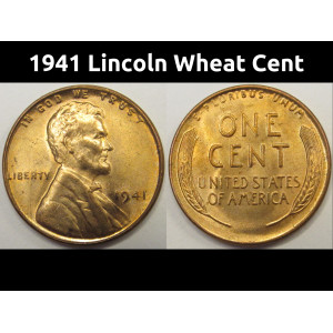 1941 Lincoln Wheat Cent - antique American uncirculated wheat penny coin