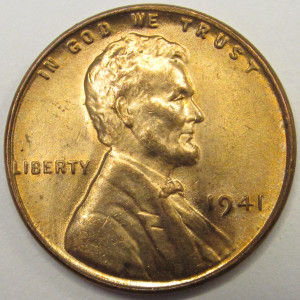 1941 Lincoln Wheat Cent - antique American uncirculated wheat penny coin
