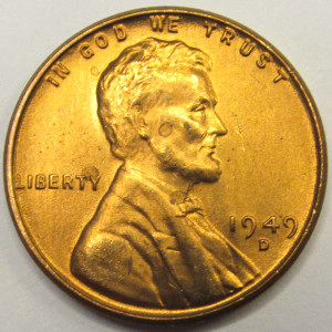 1949 D Lincoln Wheat Cent - antique Denver mintmark uncirculated wheat penny