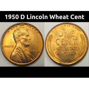 1950 D Lincoln Wheat Cent - antique Denver mintmark uncirculated penny coin
