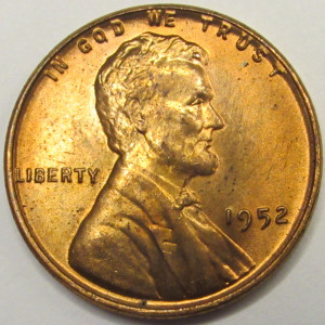 1952 Lincoln Wheat Cent - antique uncirculated American wheat penny