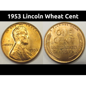 1953 Lincoln Wheat Cent - antique American uncirculated wheat penny