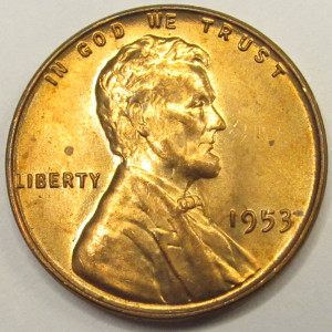 1953 Lincoln Wheat Cent - antique American uncirculated wheat penny