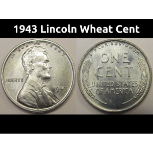 1943 Lincoln Wheat Cent - antique uncirculated steel WW2 penny