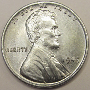 1943 Lincoln Wheat Cent - antique uncirculated steel WW2 penny