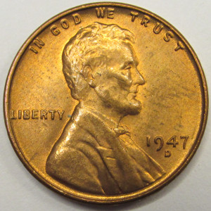 1947 D Lincoln Wheat Cent - antique Denver mintmark uncirculated penny