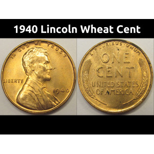 1940 Lincoln Wheat Cent - antique uncirculated American wheat penny