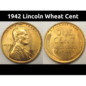 1942 Lincoln Wheat Cent - antique WW2 era uncirculated wheat penny