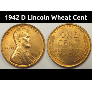 1942 D Lincoln Wheat Cent - antique Denver mintmark uncirculated wheat penny