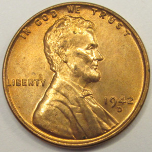 1942 D Lincoln Wheat Cent - antique Denver mintmark uncirculated wheat penny