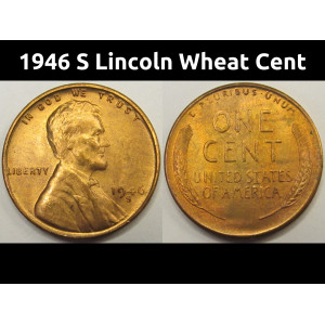 1946 S Lincoln Wheat Cent - antique San Francisco mintmark wheat penny