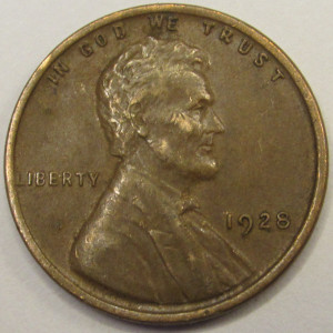 1928 Lincoln Wheat Cent - antique American wheat penny coin