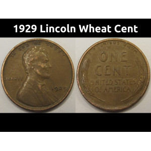 1929 Lincoln Wheat Cent - roaring twenties American wheat penny