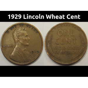 1929 Lincoln Wheat Cent - antique better condition American wheat penny coin