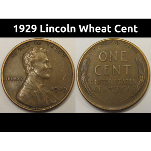 1929 Lincoln Wheat Cent - antique American wheat penny