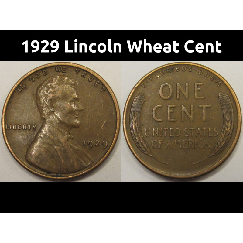 1929 Lincoln Wheat Cent - antique American wheat penny