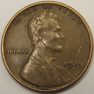1929 Lincoln Wheat Cent - antique American wheat penny