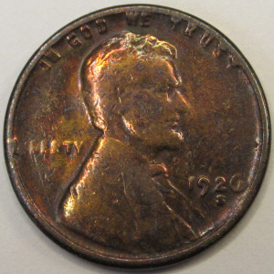 1926 S Lincoln Wheat Cent - antique San Francisco mintmark wheat penny