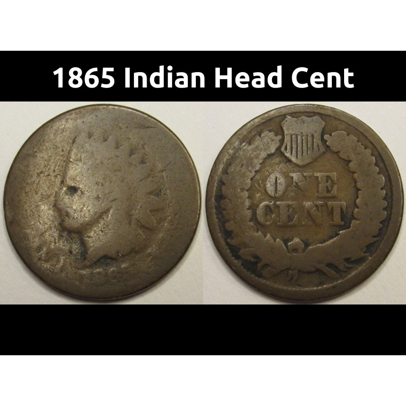1865 Indian Head Cent - antique Civil War era American penny